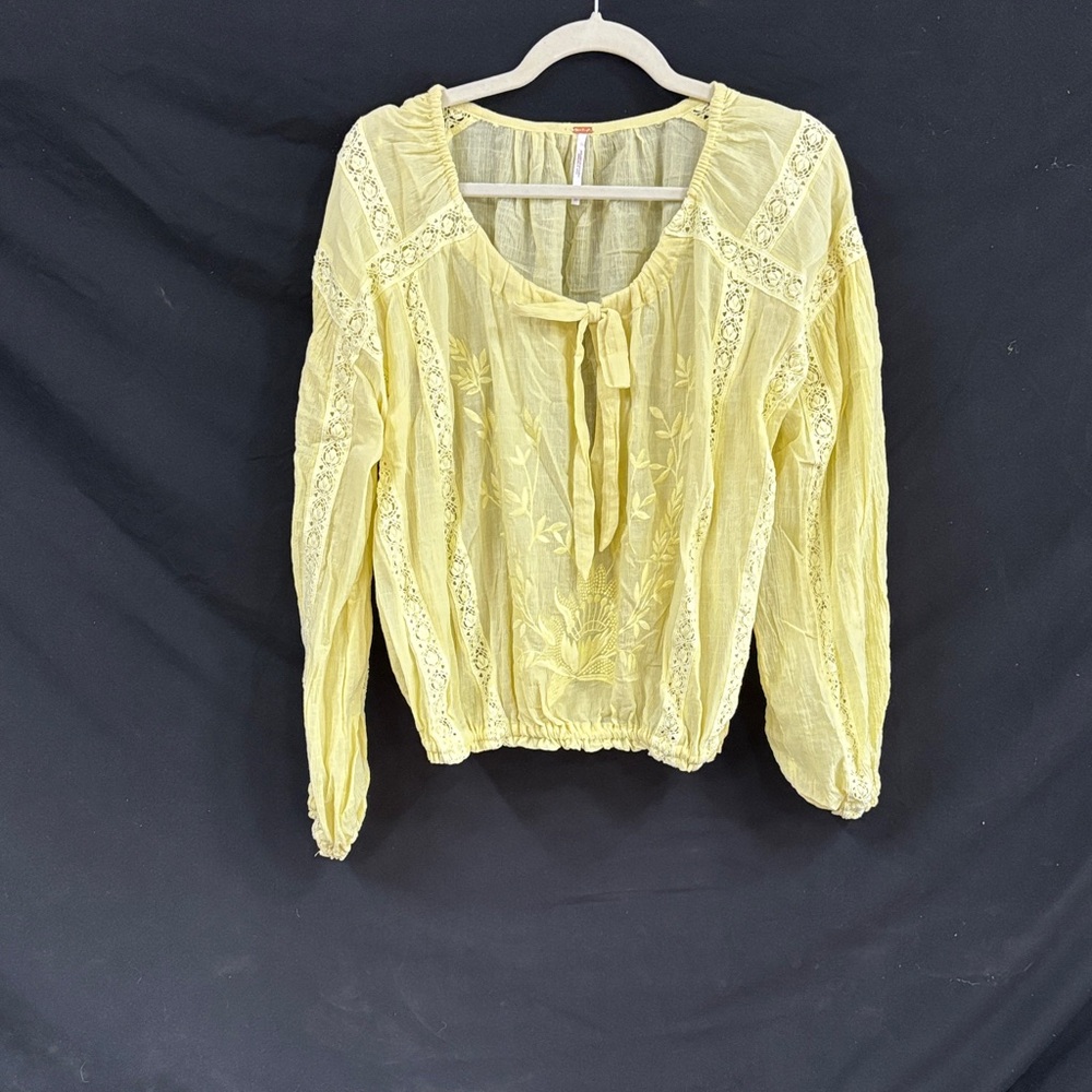 FP Movement by Free People Yellow Lace Blouse